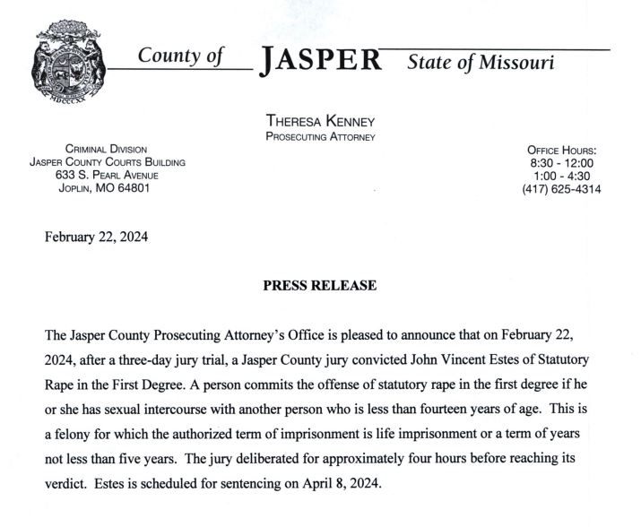 John Estes Press Release