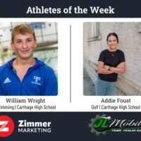 Carthage's Foust, Wright named Zimmer's Athletes of the Week
