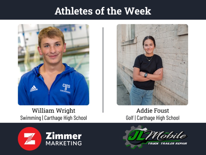 Carthage's Foust, Wright named Zimmer's Athletes of the Week