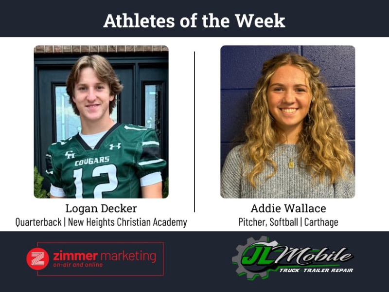 New Heights' Decker and Carthage's Wallace named Zimmer's Athletes of the Week