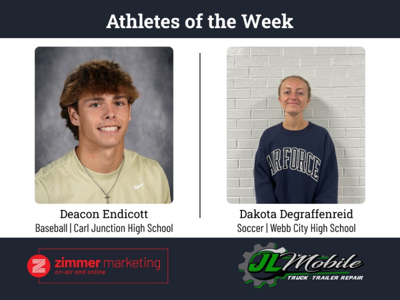 CJ's Endicott, Webb City Degraffenreid named athletes of the week