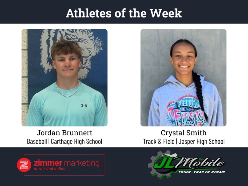 Carthage's Brunnert, Jasper's Smith named athletes of the week
