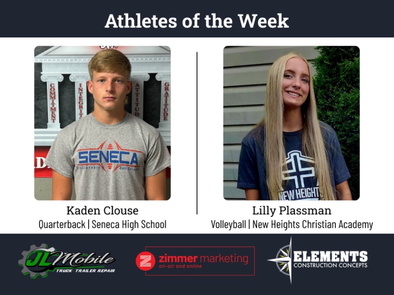 Seneca's Clouse, NHCA's Plassman named athletes of the week