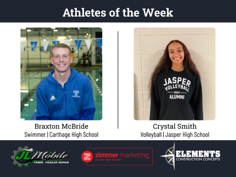 Carthage's McBride, Jasper's Smith are Athletes of the Week